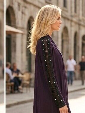 Cardigan With Pearls And Lace Down The Arms. NWOT